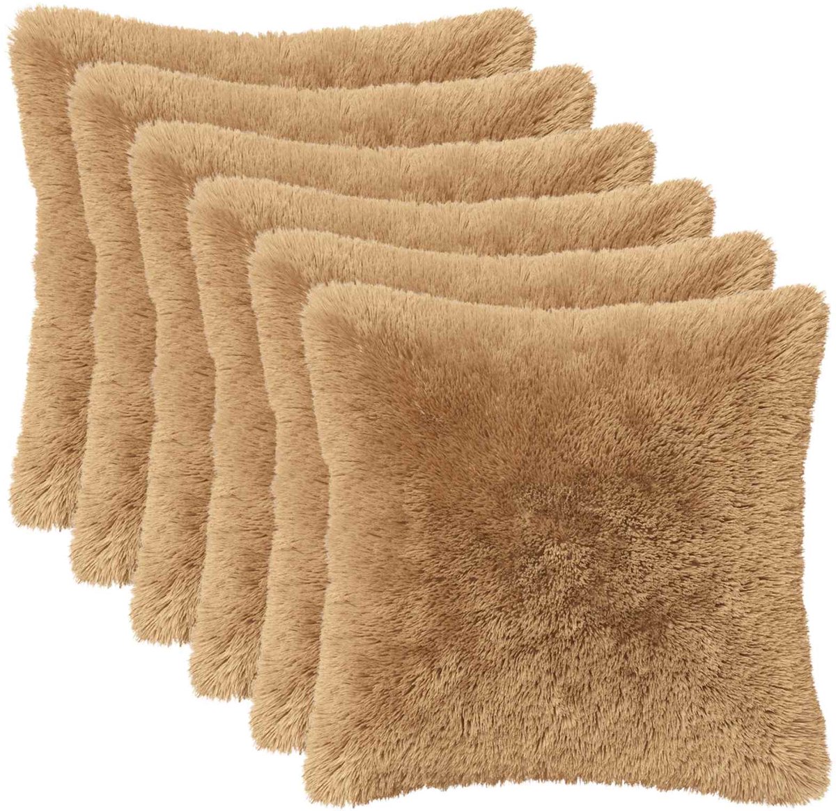 vidaXL Dekenkussen - 6 - st - HEERLEN - Taupe - 35 - x - 35 - cm - PV - Fleece
