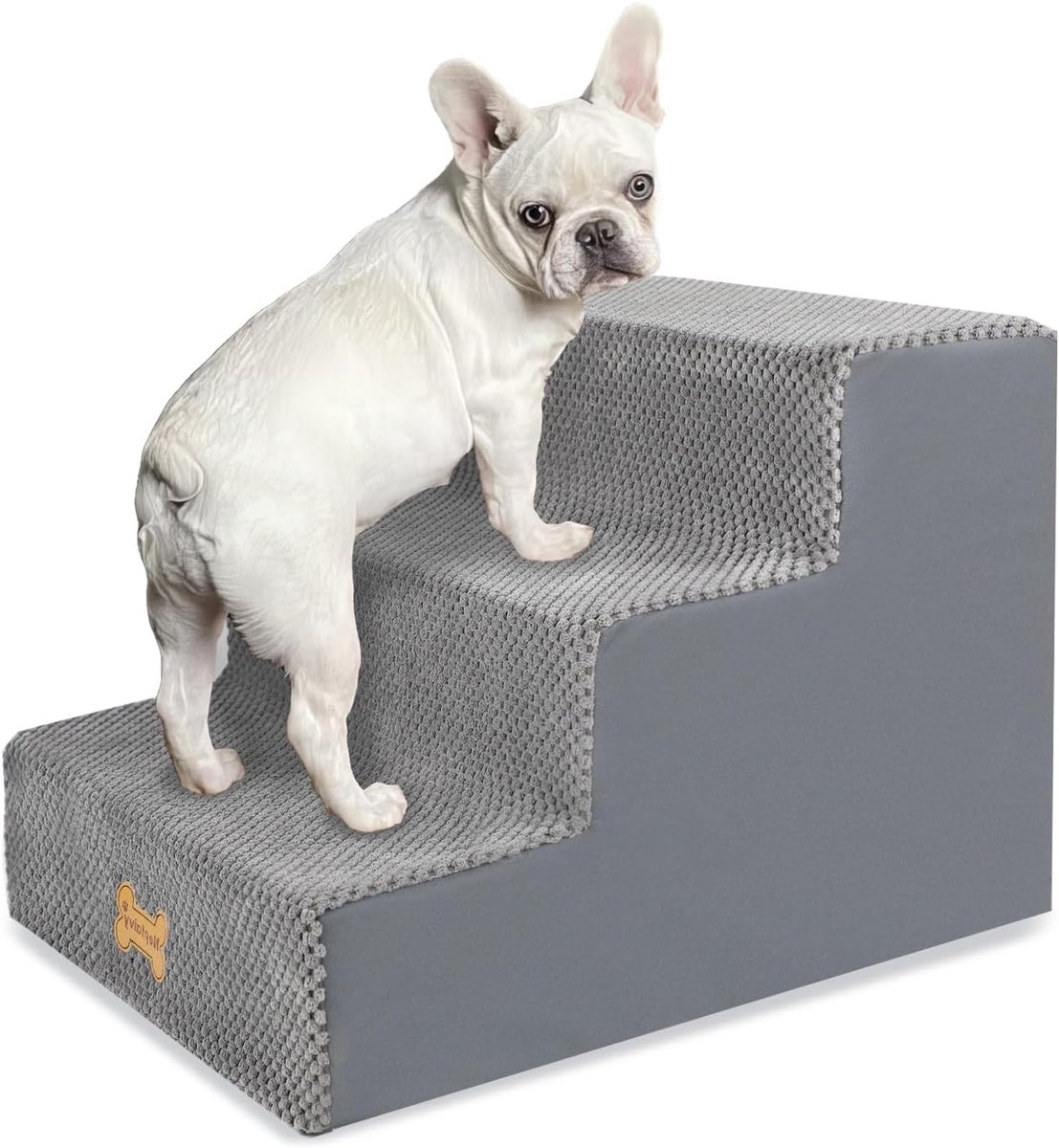 SnelShoppen - Nepfaivy Antislip Honden Trappen voor Bed - 3 Treden, Schuim Cover, 45 x 40 x 34 cm - Ideaal voor Kleine Honden, Oudere Honden, Puppy's