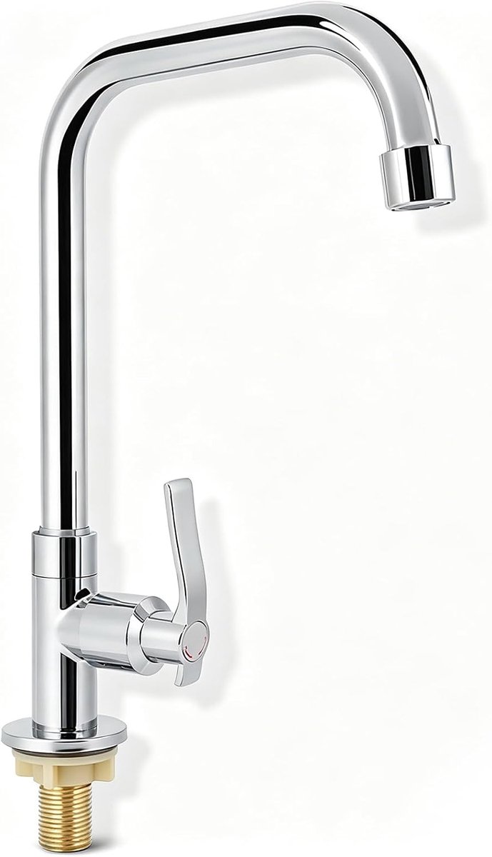Water Tap, Single Handle Faucet for Kitchen Sink Cold Water Faucet G1/2in, Chrome Plated Kitchen Faucet with Stainless - ShopVlot