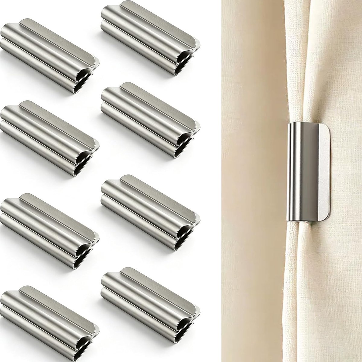 Gordijnhouders Clips voor Draperieën RVS Geen Boren 8 Stuks