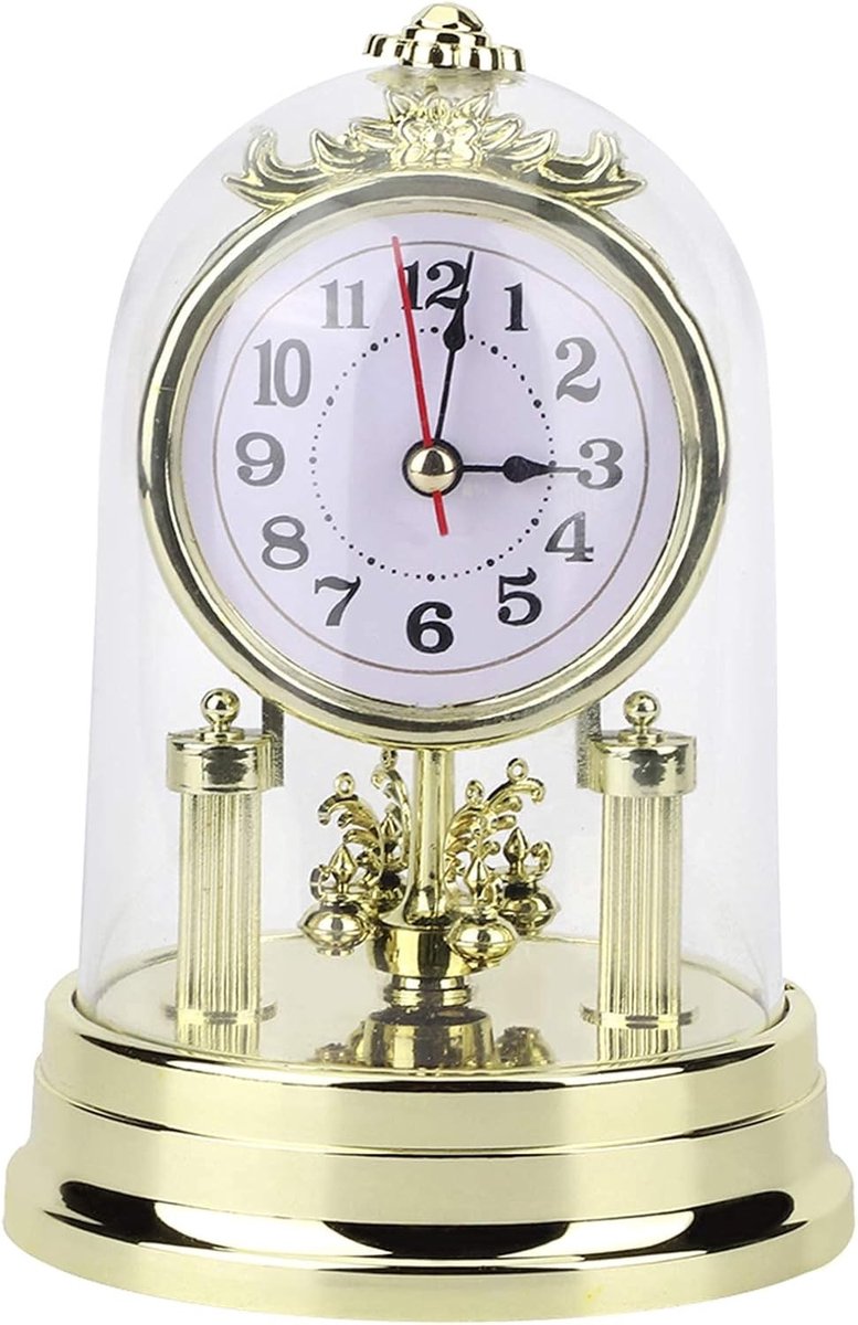 Retro Stille Tafelklok voor Woonkamer, Slaapkamer en Kantoor - Batterijgevoede Klok in Goud, Perfect voor Binnenhuisdecoratie en Tijdweergave