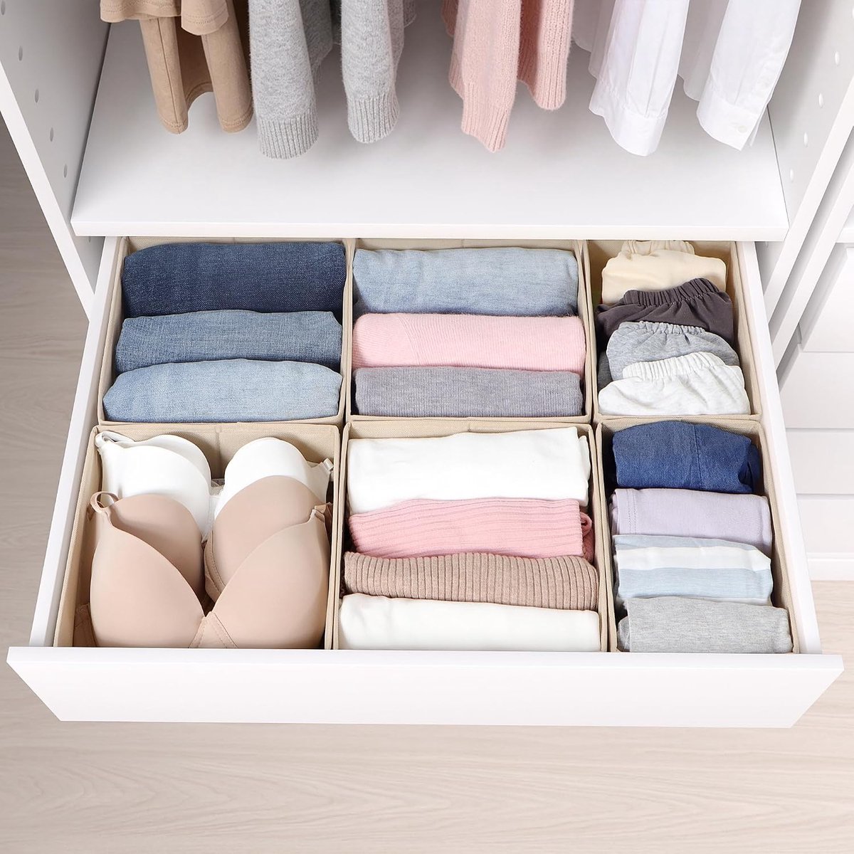 Set van 6 lade-organizers kleding voor PAX kast 75x58, beige