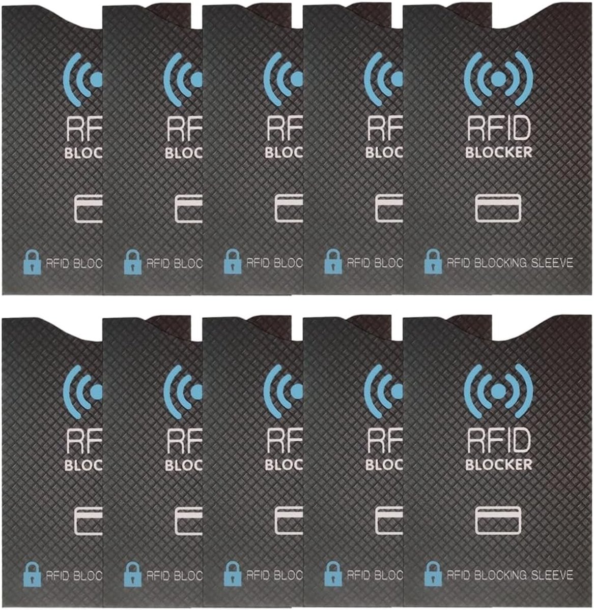 10 stuks afgeschermde creditcardhouders, RFID-bescherming, diefstalbeveiliging voor identiteitskaarten en documenten, ideaal voor dames en heren (zwart) (B)