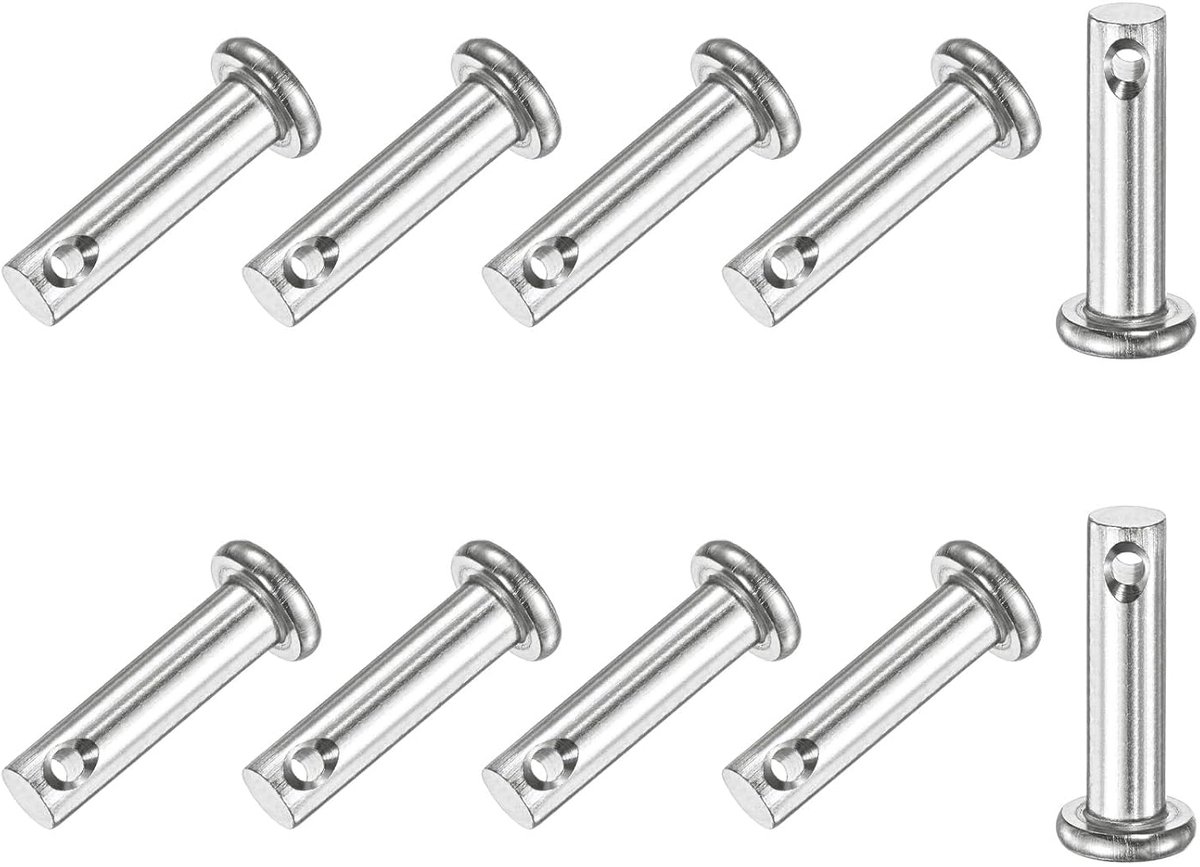 10 stuks vorkpennen met één gat, M5 x 20 mm, platte koppennen van roestvrij staal 304, vaste onderdelen, bootaccessoires, scharnierpennen