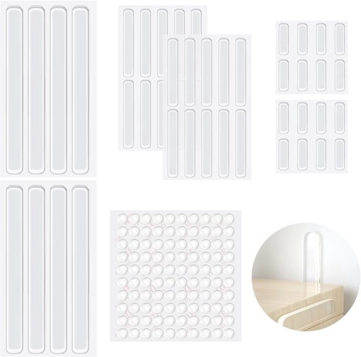 Zelfklevende deurstoppers - 144 rubberen buffers voor glas en deuren - Transparant en elastisch