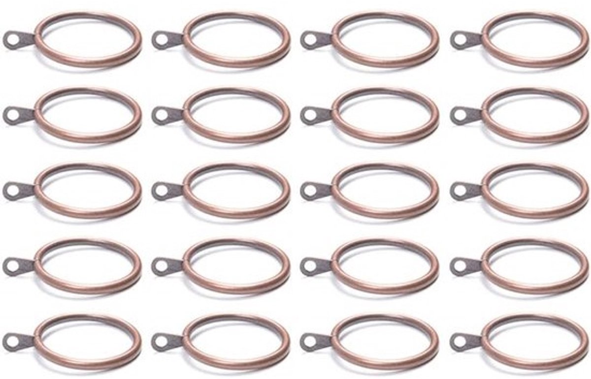 Set gordijnringen - Metalen hangers - Soepele ophanging - Gepolijste afwerking - 32 mm doorsnee - Roodbrons