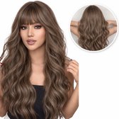 SassyGoods Pruik Bruin - Pruiken Dames Lang Haar - Wig - Haarwerk - Wasbaar - Bruine Pruik - 70 cm