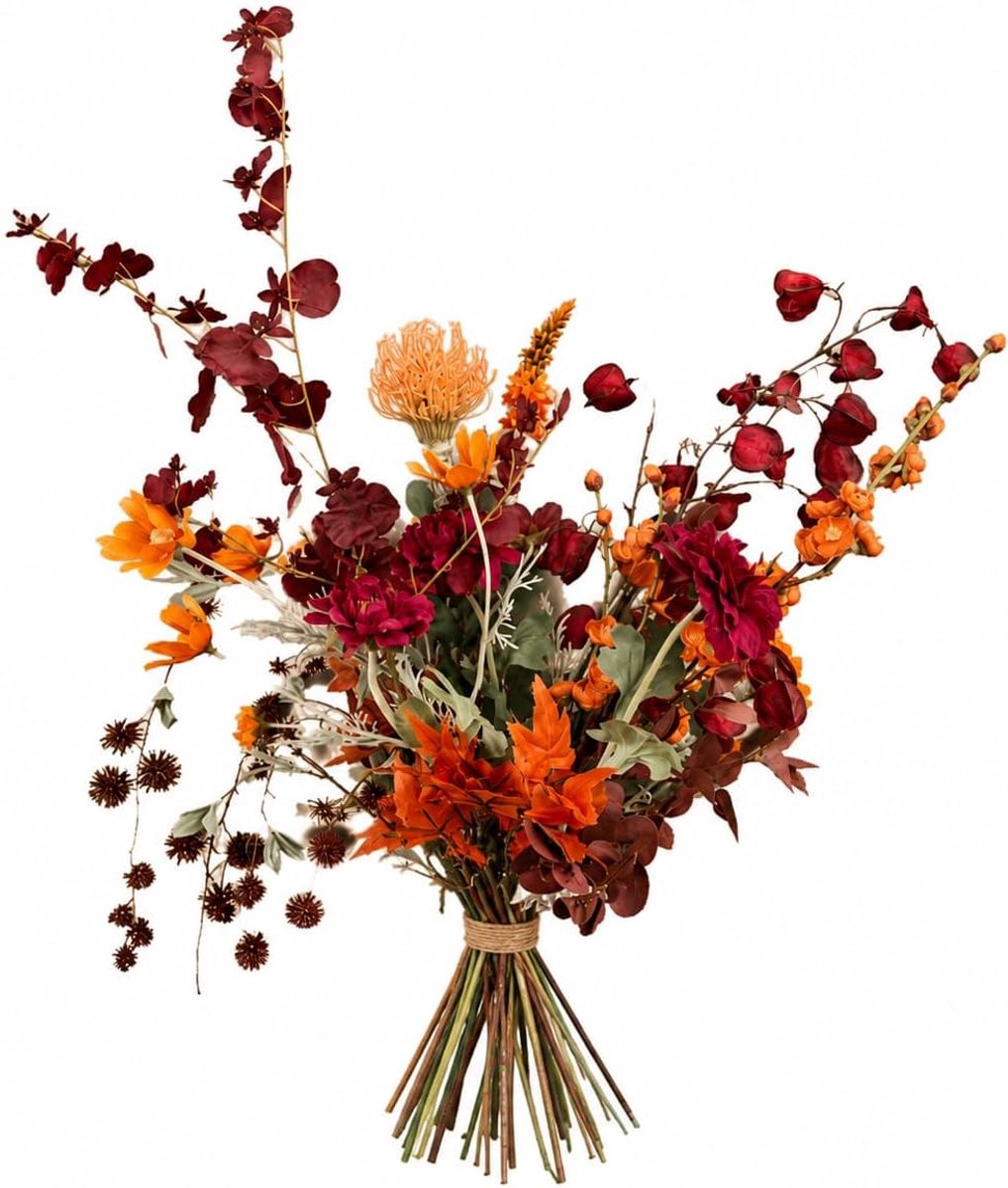 Boeket Gouden Uur Rood en Oranje Herfst 70 cm