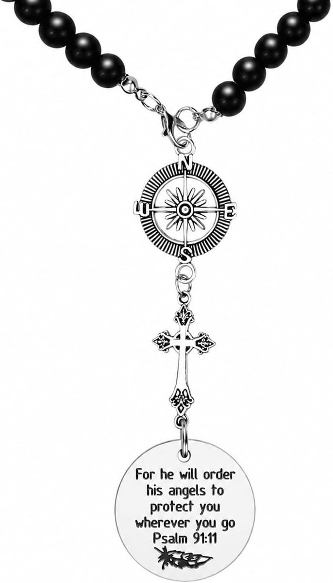 Rozenkrans voor auto, achteruitkijkspiegel, prachtige kruis, een rozenkrans voor communie met een vintage kruis, decoratie en geluksbrenger, beschermend amulet en cadeau voor bestuurders