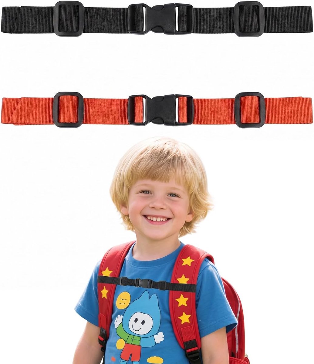 Borstband, nylon, 2,5 cm, zwart, oranje, met snelsluiting, antislip, voorkomt het wegglijden van de schouderbanden voor stabiliteit tijdens trekking, 2 stuks