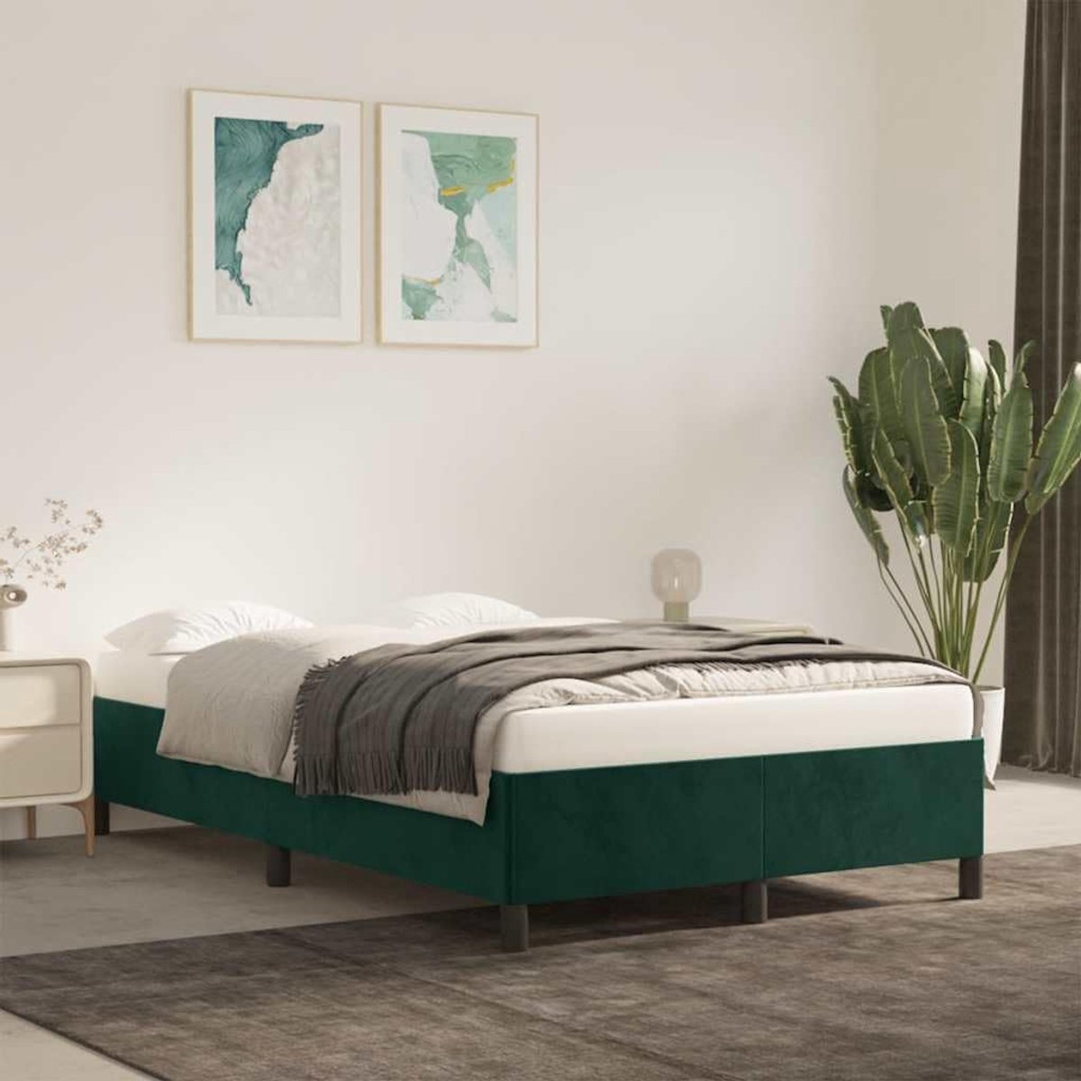 Bedframe Stevige Poten Multiplex Lattenbodem 120x190cm Donkergroen