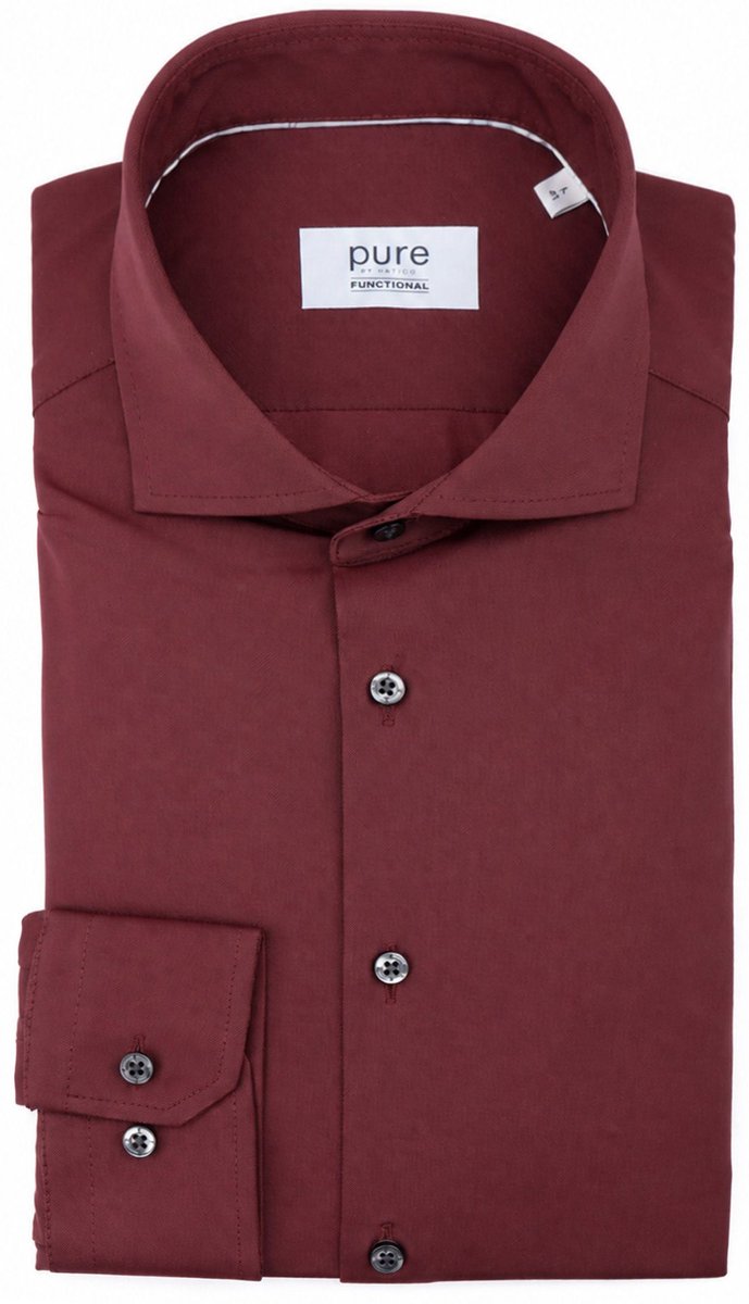 Pure The Functional Shirt Bordeaux - Maat 40 - Heren - Overhemden Formeel