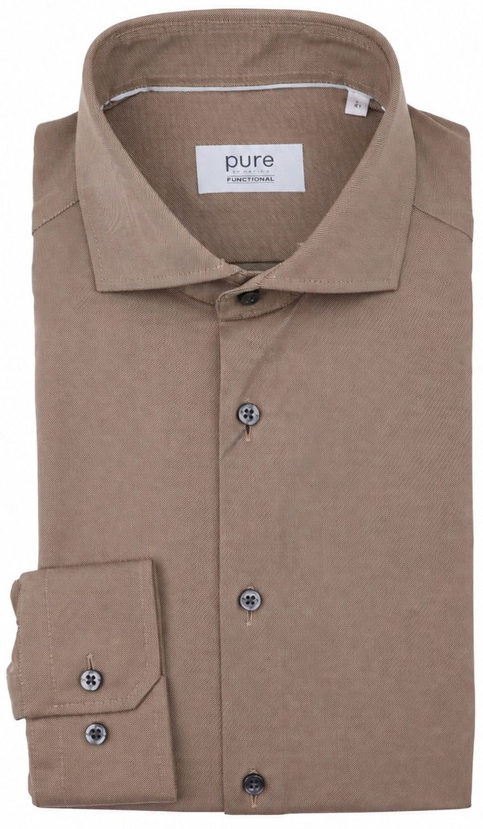 Pure The Functional Shirt Lichtbruin - Maat 43 - Heren - Overhemden Formeel