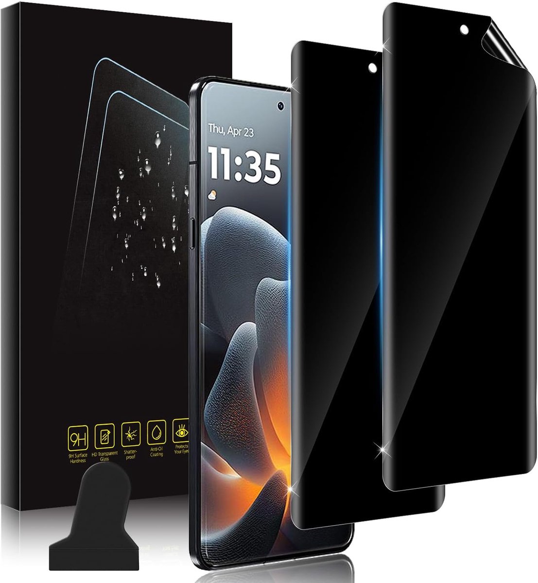 Beschermfolie voor Motorola Moto Signature, privacyfolie voor flexibel scherm, 2 stuks, anti-spy voor gepantserd glas, privacyfolie, beschermfolie, zwarte rand
