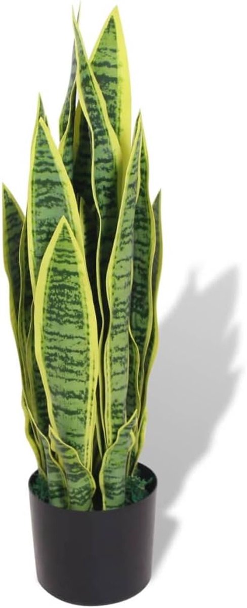 Kunstplant Sanseviere 50 cm met groene pot | 21 realistische bladeren, perfecte details, duurzaam, voor binnen of kantoor
