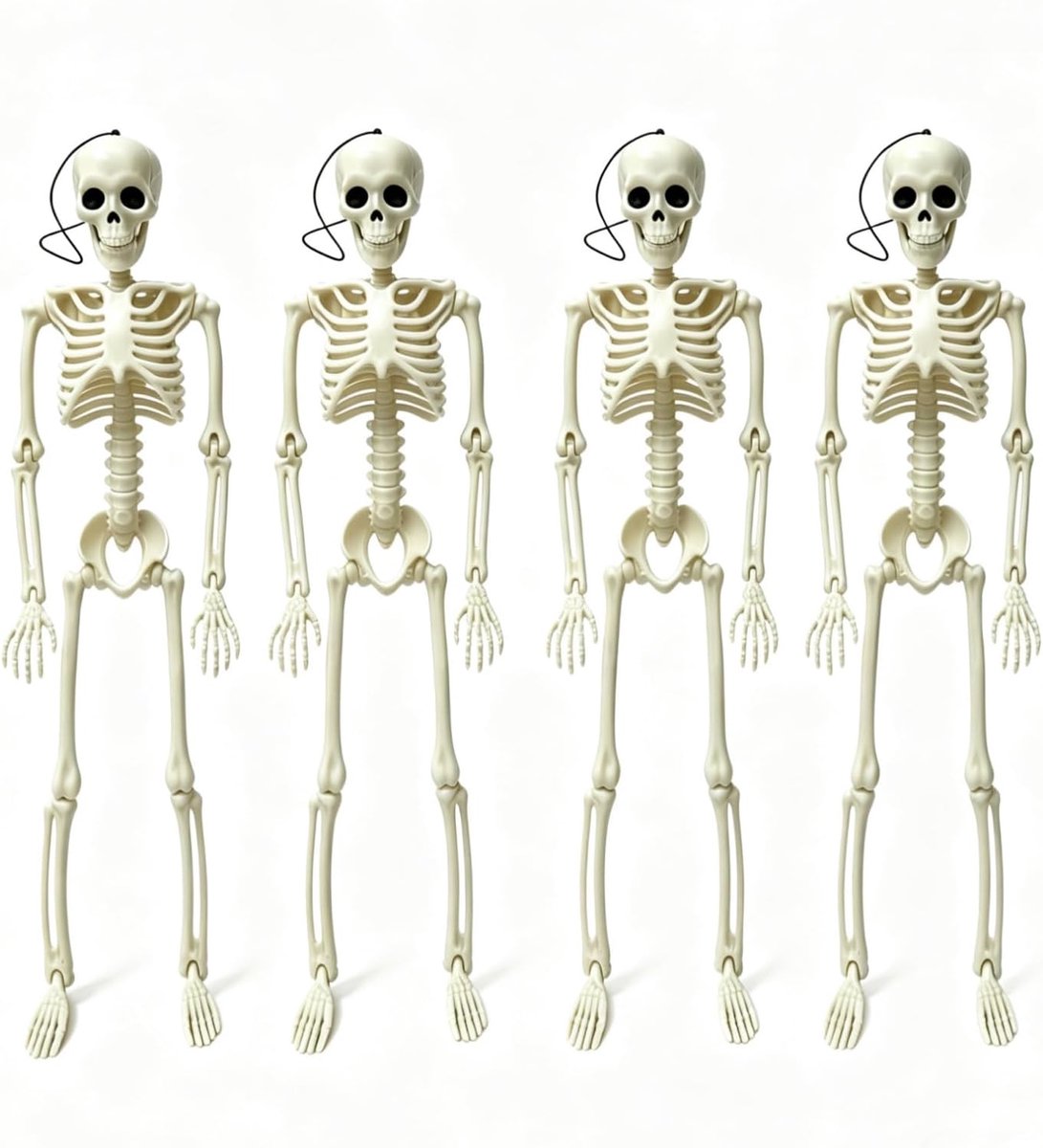 Hangend Halloween-skelet, 35 cm, full-body skelet met gewrichten