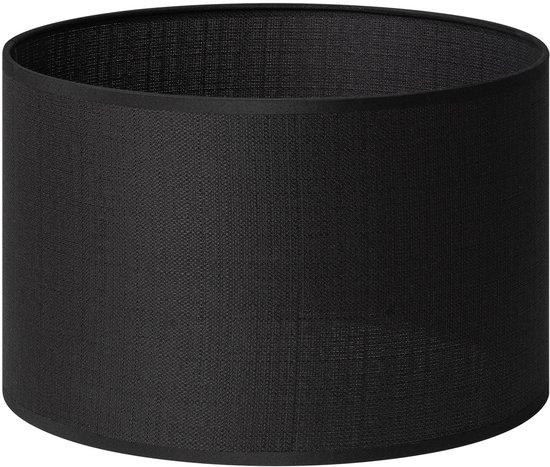 Abat-jour cylindrique noir en tissu à la texture unie.