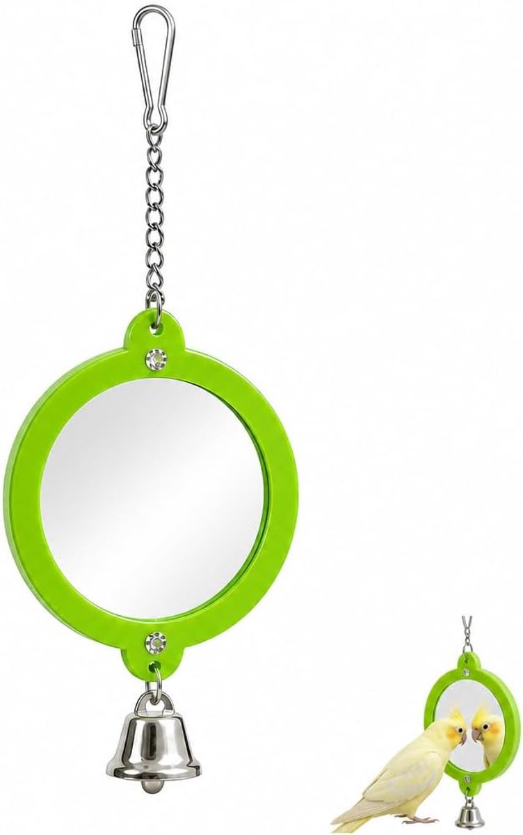 Speelgoed, 360 graden draaibaar, van acryl, veilig, wandspeelgoed en kooiaccessoires voor parkieten, papegaaien, kanaries (8 x 22 cm, groen)