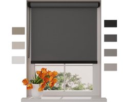 Verduisterend rolgordijn - Lichtdicht gordijn - Privacy in de slaapkamer - Montage zonder boren - 140 x 190 cm - Antraciet