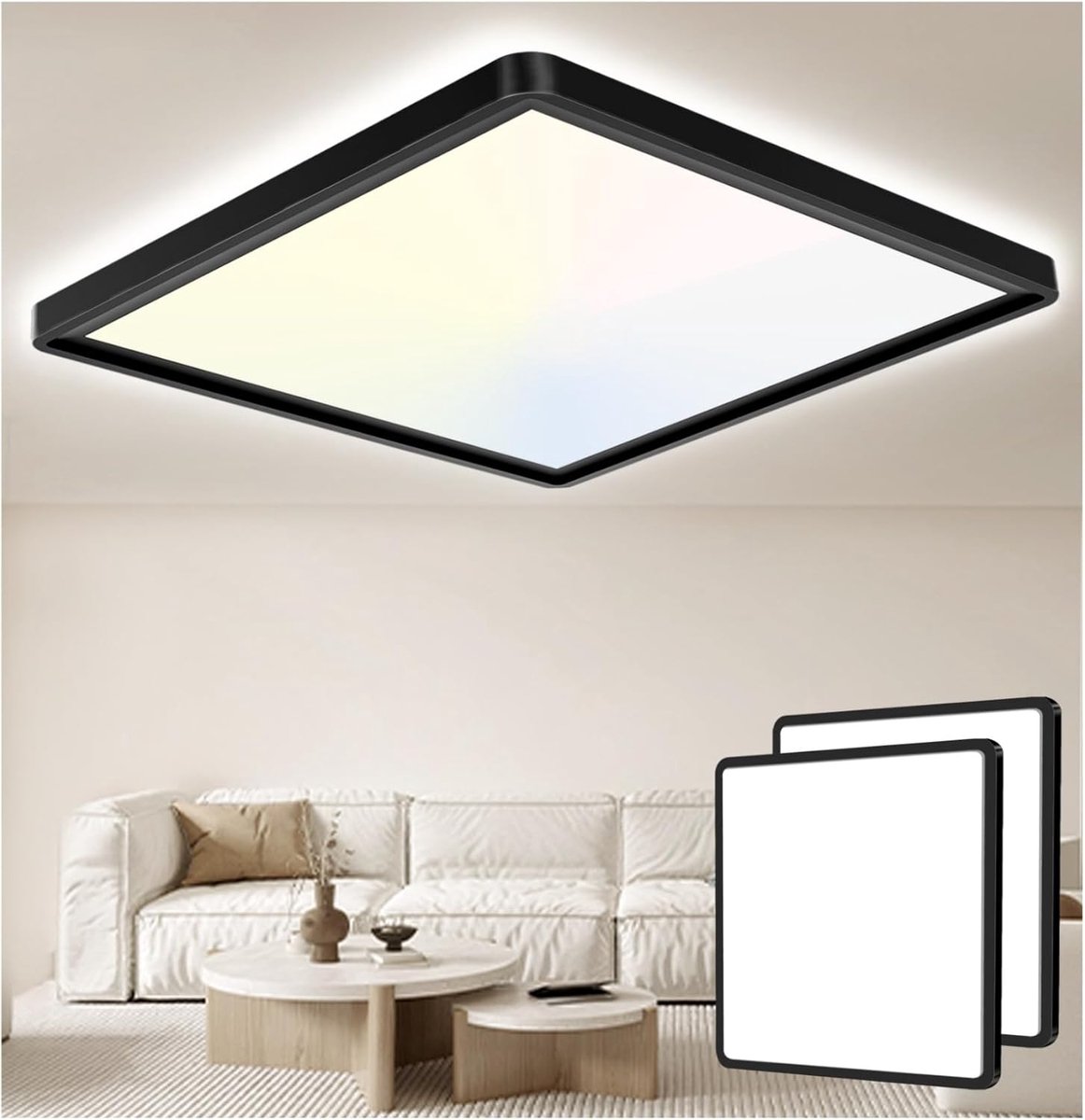 Led-plafondlamp 23 cm - vierkant - waterdicht IP44 - ideaal voor badkamer en keuken - ShopVlot