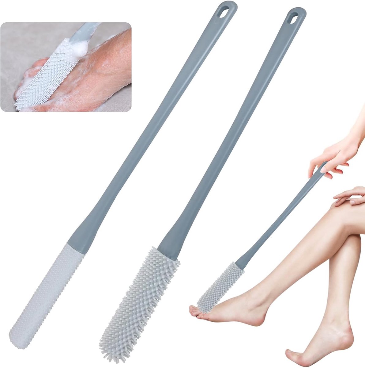 Toe Brushes, 2 Pcs Foot Shower Brush for Seniors, Shower Foot Brush, Foot Wash Brush for Shower, for Seniors, Pregnant - ShopVlot