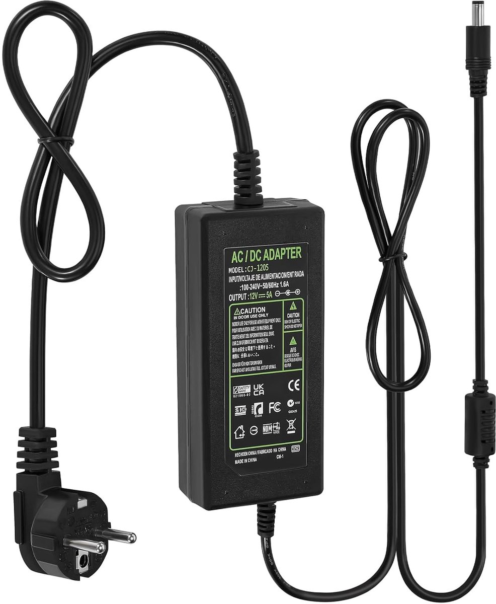 12V 5A Power Adapter, LED Transformer 60W Power Supply AC 100V-240V to DC 12 Volt Voltage Converter Transformer 5.5 x - ShopVlot