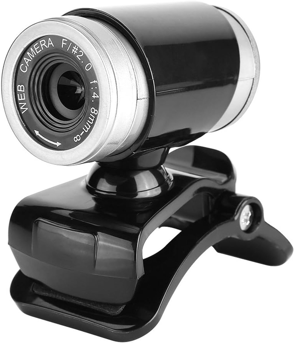 SnelShoppen - Webcamera USB Webcam Clip-on 360 Graden 12 Megapixel HD Webcam met Microfoon voor Laptop en Desktop - Zwart + Zilver