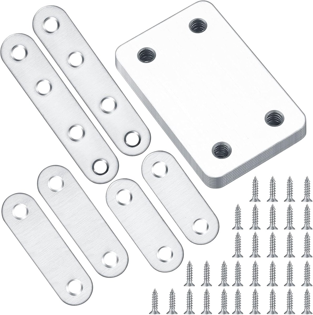 14Pcs Flat Straight Brace Brace Brackets, Flat Plate Bracket Supports, Mending Joining Plates, Stainless Steel Flat - ShopVlot