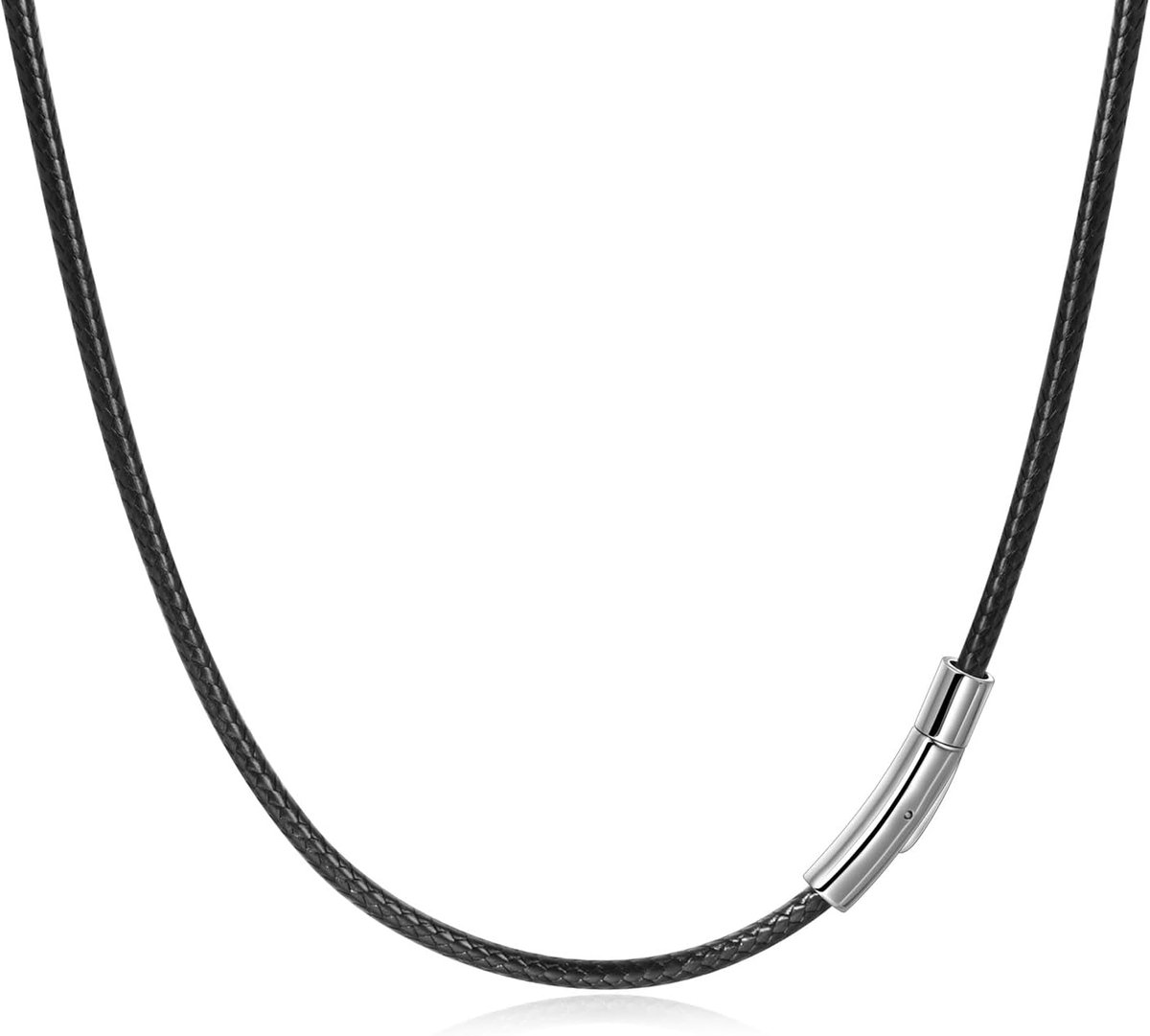 Candyfancy Leather Cord Chain 2/3mm Faux Leather Chain Braid 316 Stainless Steel Clasp 16/18/20/22/24/26/28 Inch Wax - ShopVlot