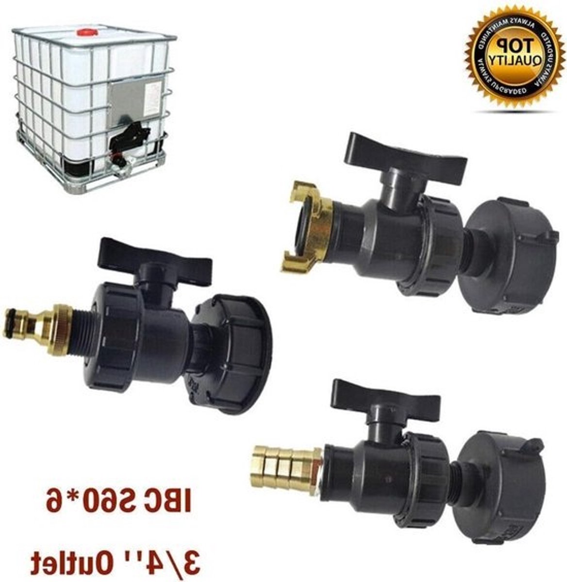 IBC-adapter voor S60X6-fittingen - waterconnector met slanguitgangen en tankaccessoires