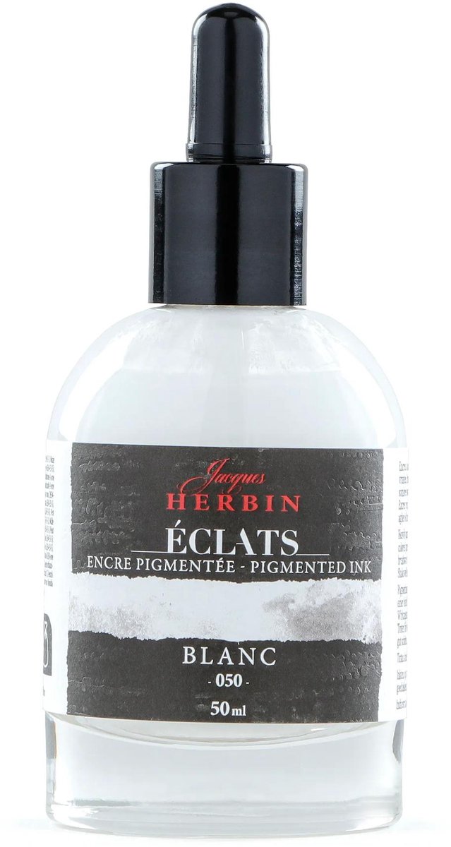 Jacques Herbin Éclats – Aquarel Inkt – Vloeibare Aquarelverf – Wit - Gepigmenteerd – 050 – 50 ml
