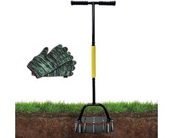 Handmatige gazonbeluchter - Bodemventilator - grasmaaier - Gazononderhoud verbeteren - 17 stalen spikes - 42 x 34.5 x 13 cm