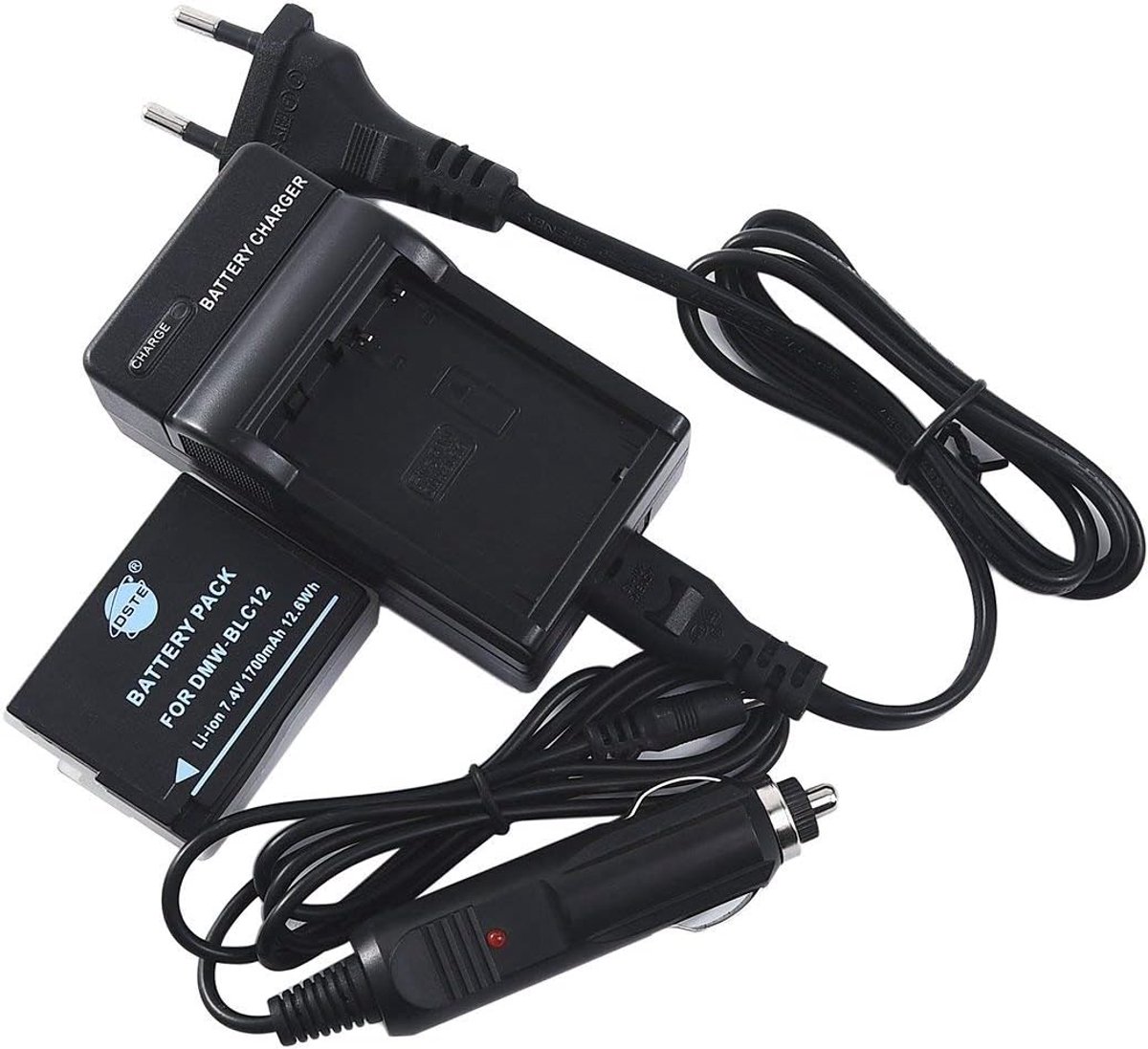 DSTE DMW-BLC12 Battery and Charger Compatible with Panasonic Lumix DMC-G7 DMC-GH2 DMC-FZ200 - ShopVlot