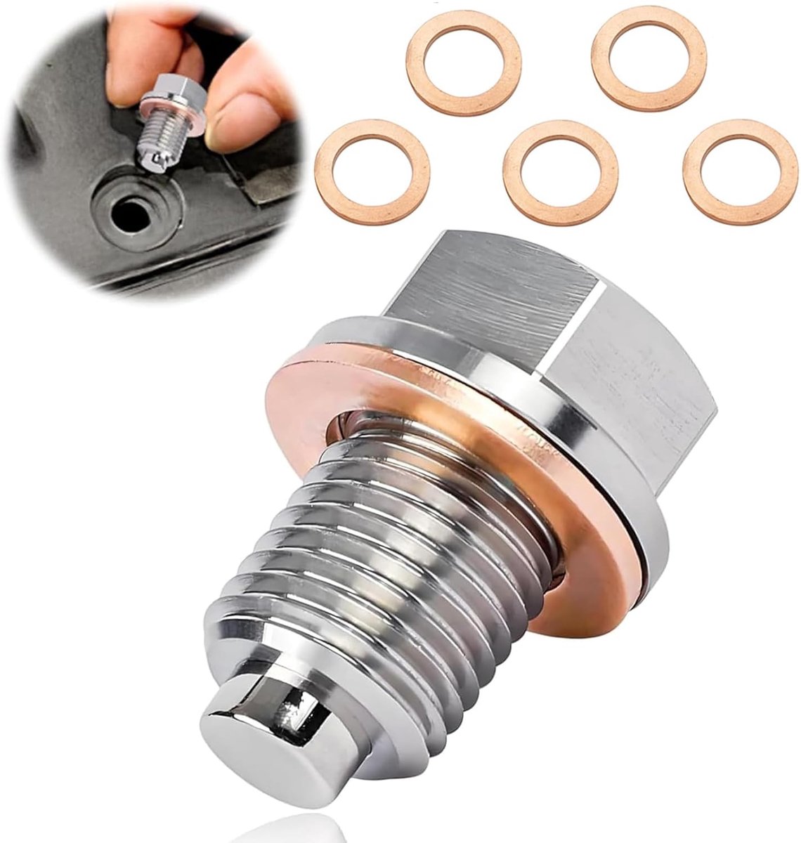 Magnetic Dewatering Screw M14 x 1.5 with Seal: Compatible with Most Vehicles, Car Oil Screw (Size M14 x 1.5) - ShopVlot