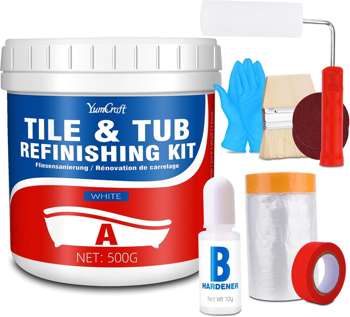 Bath Paint White 500g Bathtub Renovation Kit with Tools - Waterproof Scratch-Resistant Bath Paint Tile Paint Tile - ShopVlot