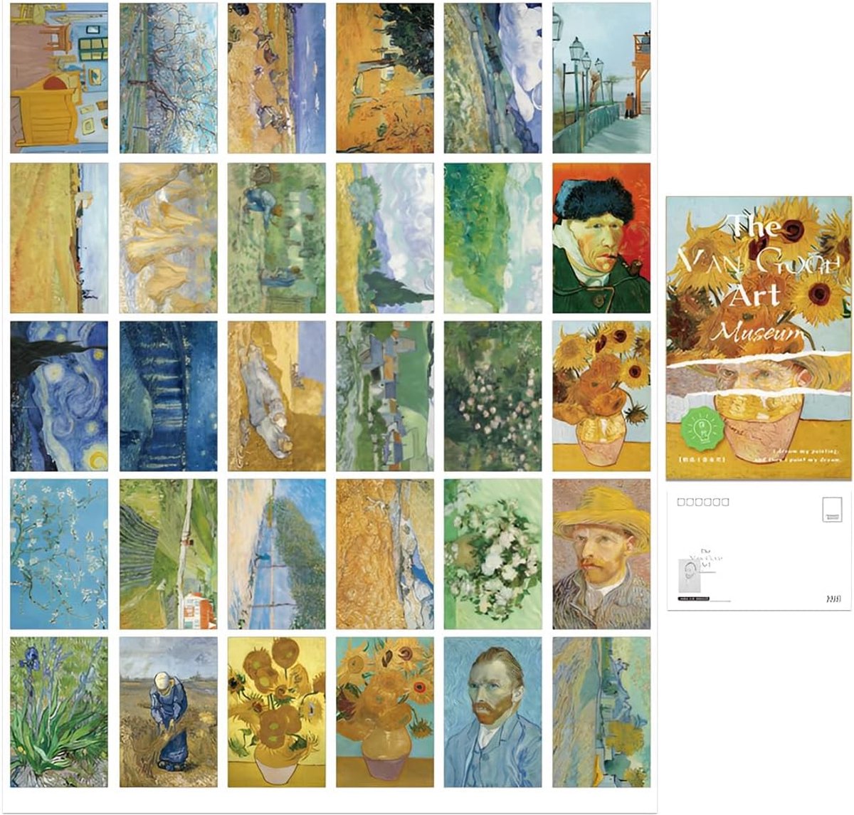 30 Postcards Oil Painting Van Gogh, Art Museum Collection with 10 Phosphorescent Cards, Retro Landscape Greeting Cards - ShopVlot