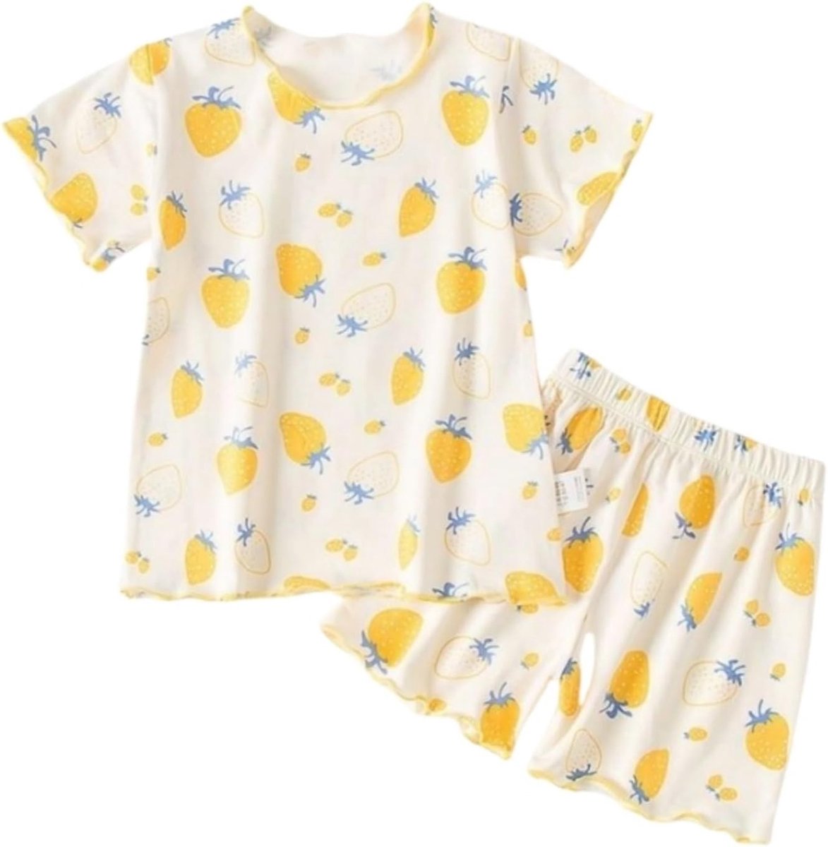 2-delige set voor meisjes, zomerkleding, katoen, loungewear, zacht bovendeel en elastische shorts, volledig comfort, voor thuis, ontspanning, A194