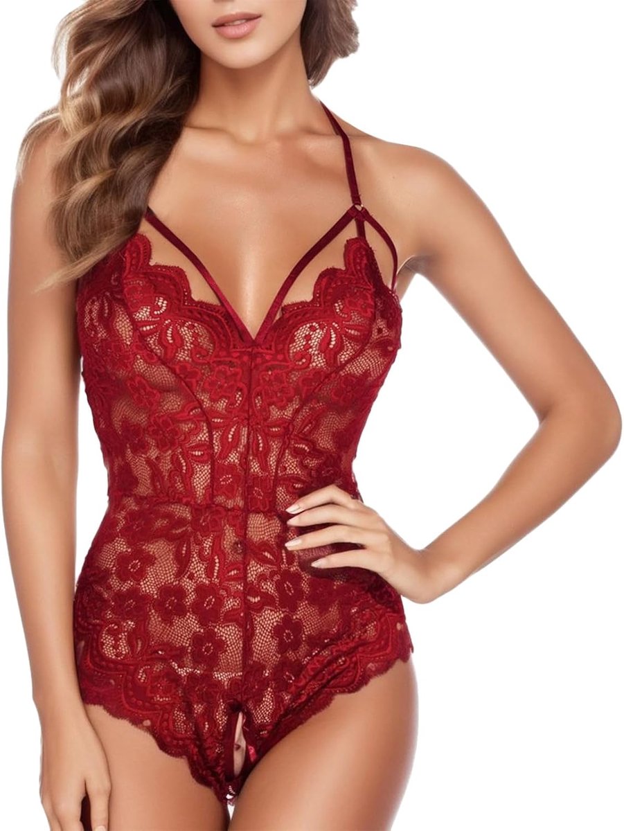 Dameslingerie, kant, babydoll, nachtkleding, babydoll, figuurvormend, slank silhouet, zwart, A160