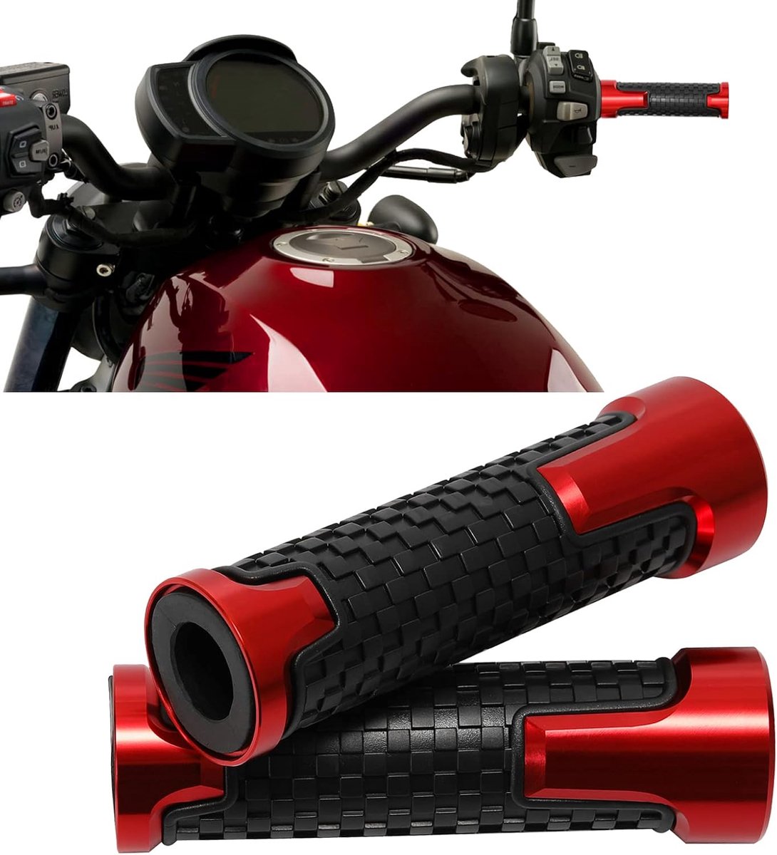 Universele stuurgrepen voor motorfiets, 22 mm, 24 mm, antislip, rubberen handgrepen van CNC-aluminium, stuurgreep voor scooter, bromfietsen, quad ATV