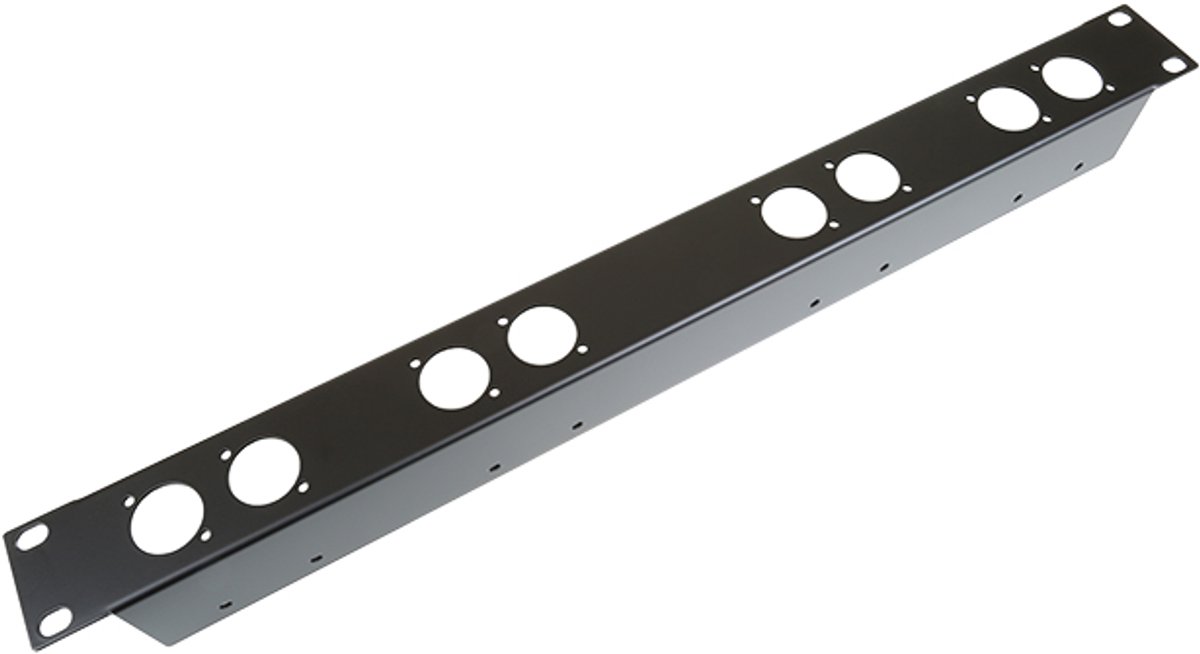 Penn Elcom R1269/1Uk/08CTF frontplaat, 8 gaten Neutrik D, 1 HE, staal + kabelbevestiging