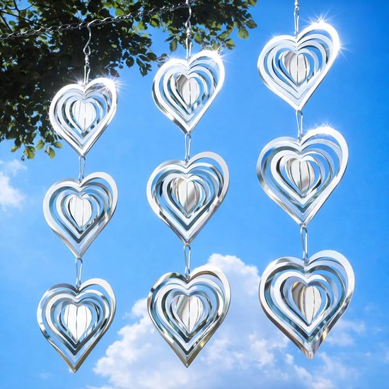 Reflecterende 3D RVS Wind Spinner voor Buiten, Tuinversiering en Vogelafschrikking voor Spechten en Duiven — afbeelding 5