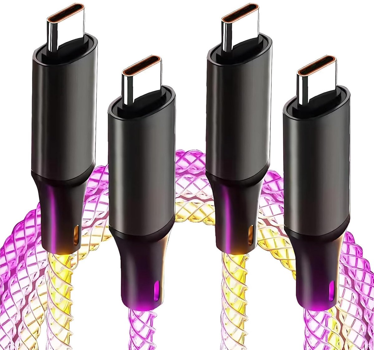 2 stuks USB C naar USB C-kabel, 1 meter, 66 W, snelle oplader USB C PD 3.0, USB C-kabel, snel opladen, gevlochten - ShopVlot