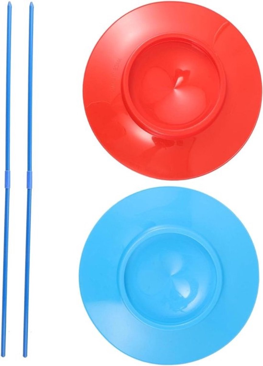 Jongleerplaten - met stokjes - Circusplaten - jongleerspeelgoed - Oefenen voor circusacts - Eenvoudig te leren - 25.5 cm - Diverse kleuren