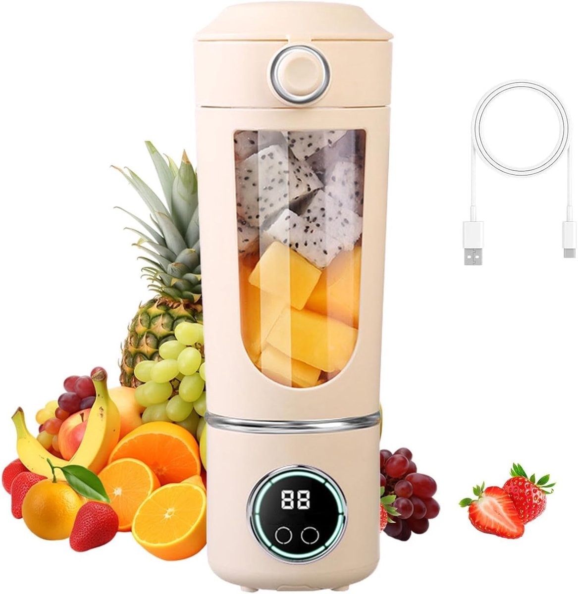SnelShoppen - Smoothie Maker to Go 700 ml, Draagbare Blender met 12 RVS Messen, USB Mini Mixer voor Shakes, Ideaal voor Gym, Kantoor, Camping en Reize