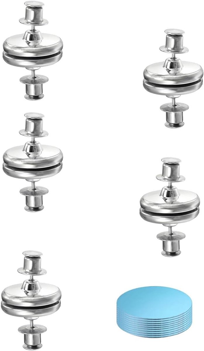 5 paar afneembare magnetische embrasses – zijdelingse magnetische clips voor gordijnen en douchegordijnen – zilveren - ShopVlot