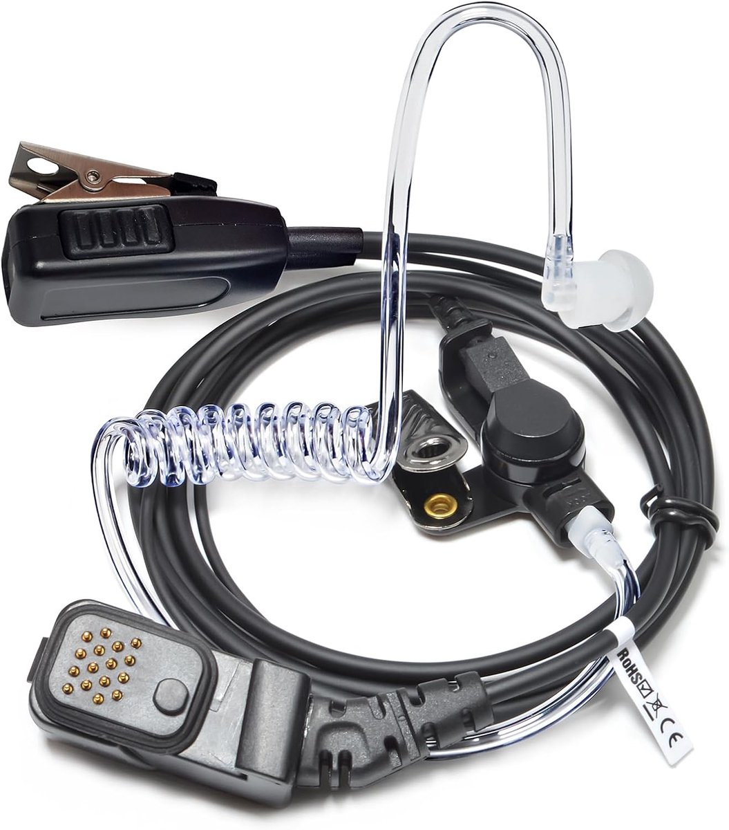 HYS TPH700 Headset Compatible with Matra EADS Jupiter TPH-700 TETRAPOL, Police Headset with PTT (Built-in Microphone) - ShopVlot