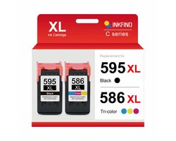 INKFIND 595XL 586XL Huismerk inktcartridge Geschikt voor CANON PG-595XL CL-586XL PG595XL CL586XL Canon595 Canon586 595 586 CANON PIXMA TS7550i/TS6550i/TS4150i - 2 Pack (Zwart x 1 en Kleur x 1)