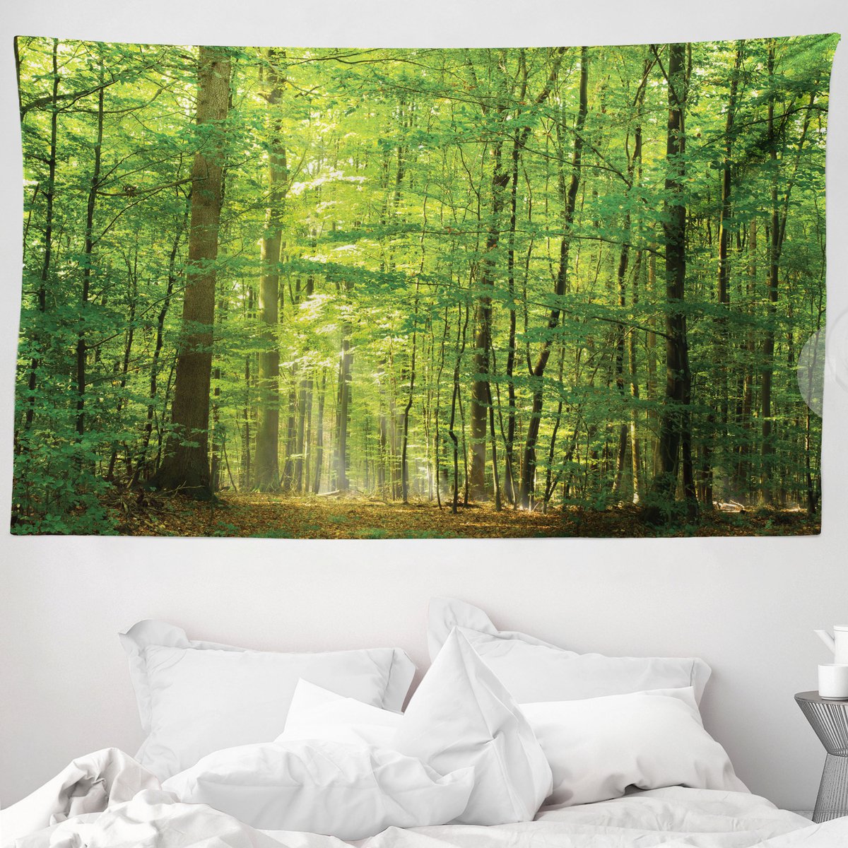 ABAKUHAUS Bos Wandkleed en Bedsprei, Bladgroen Bos Zomer van Zachte Microvezelstof Wasbaar Kleurvast met Digitale Print, 230 x 140 cm, Groen
