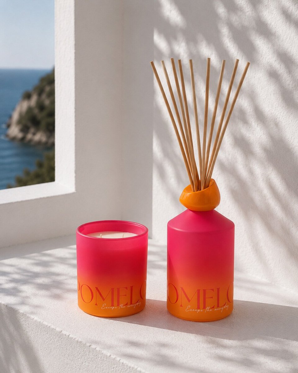 J-Line geurkaars Oasis - Summer In The Air - glas - oranje/roze - large