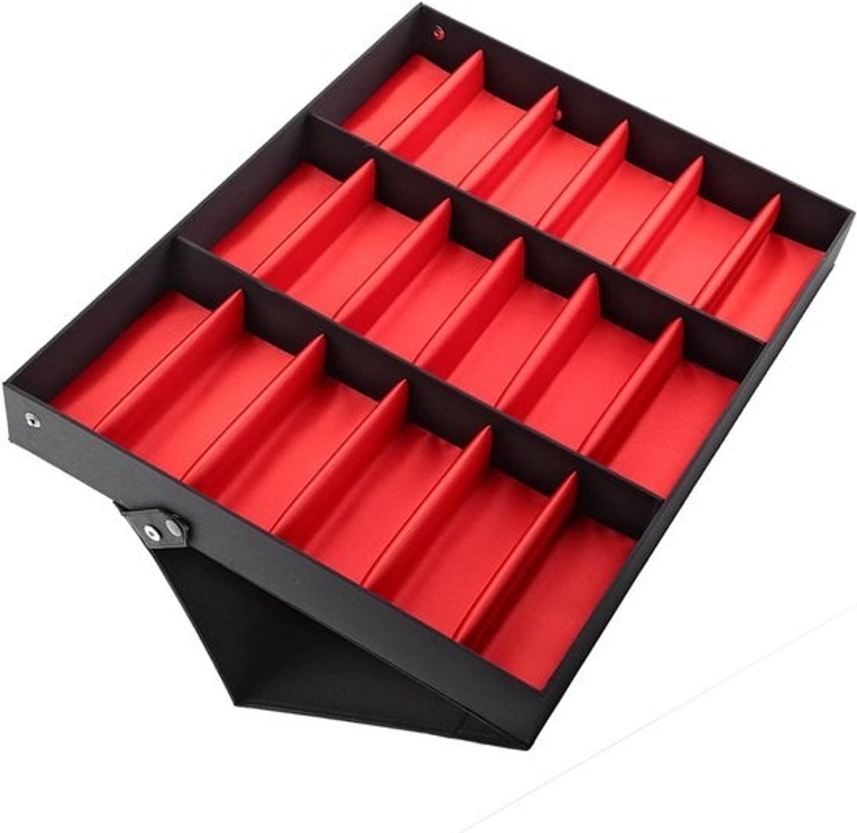 Opbergkoffer voor zonnebrillen en sieraden met 18 roosters - Opvouwbare transparante displaybox